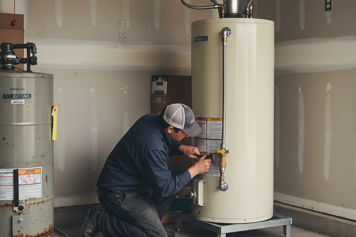 Water heater and shutoff valve replacement in Arbon