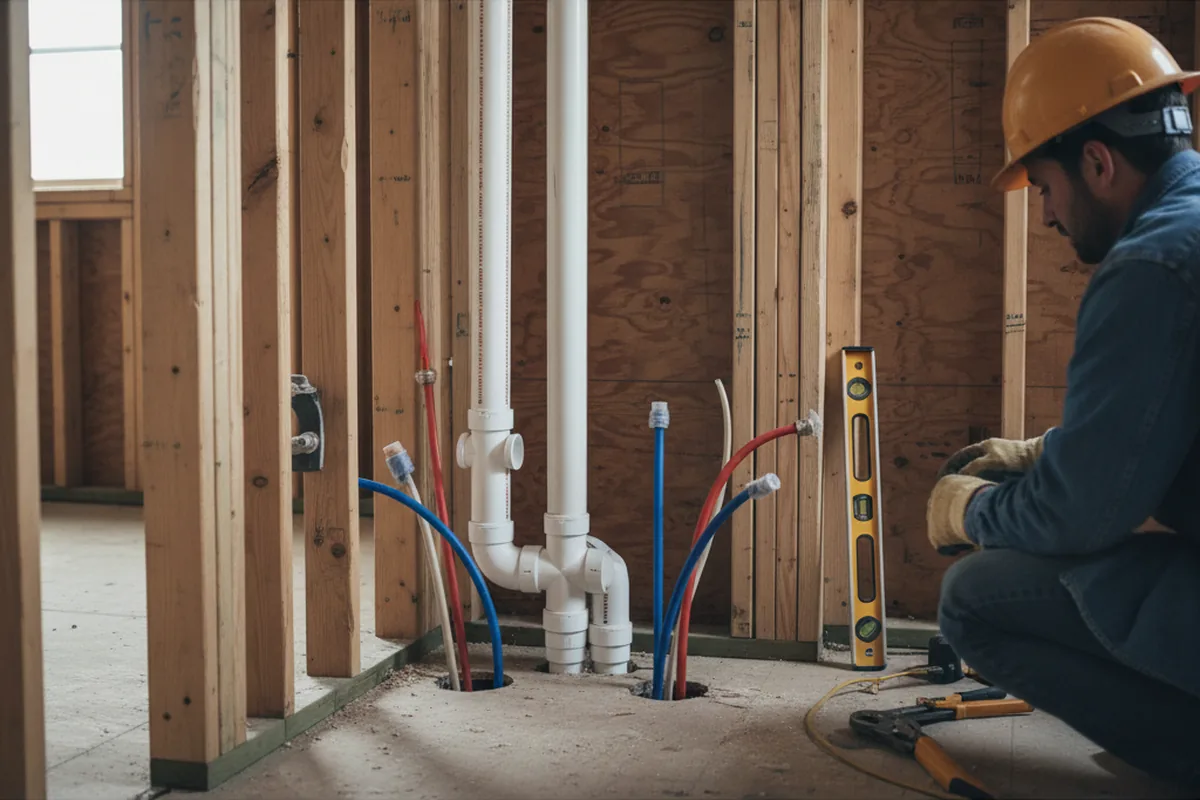 Drain and supply rough-in during Leak Detection in Arbon