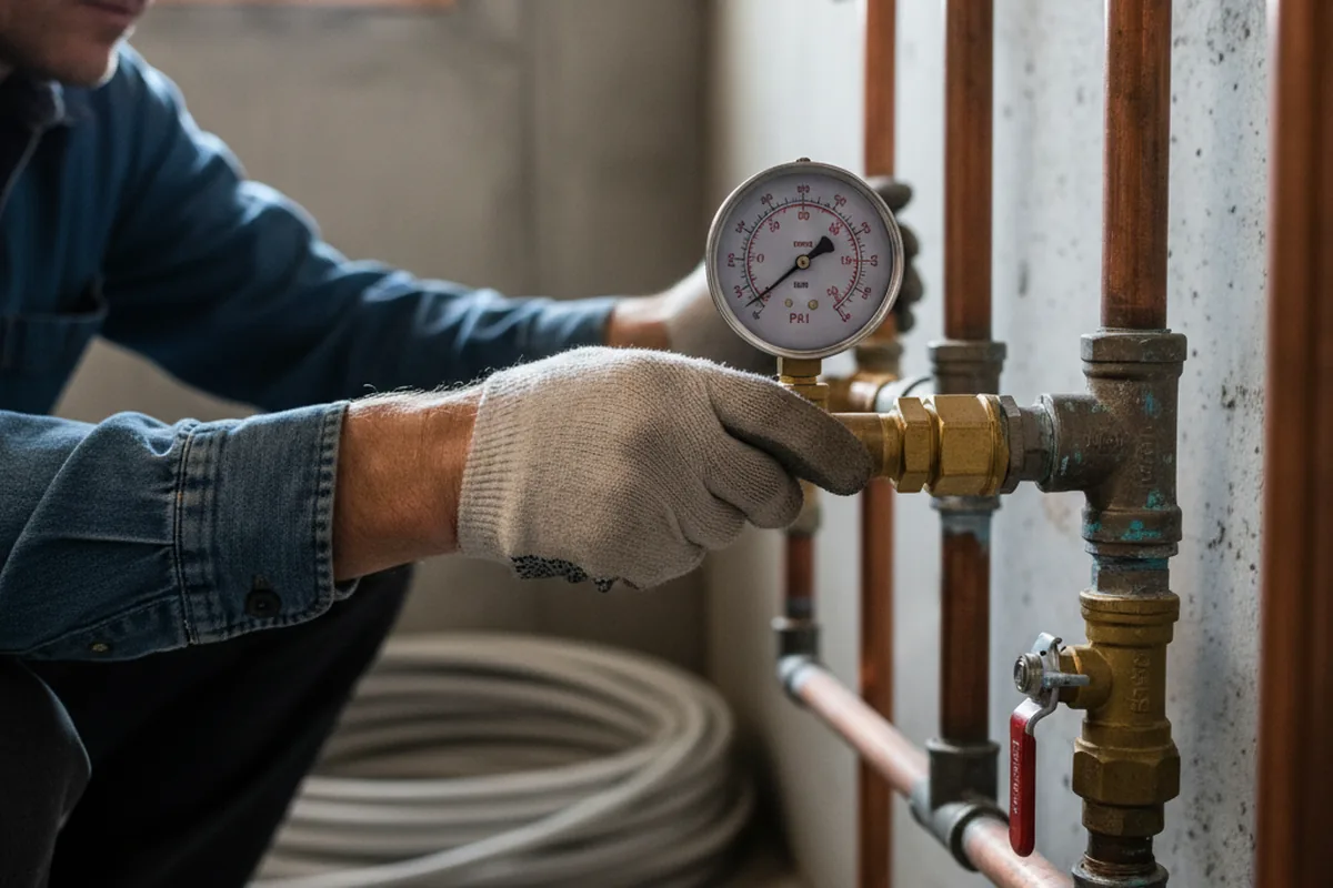 Pressure testing a repaired line during Water Line Repair in Arbon